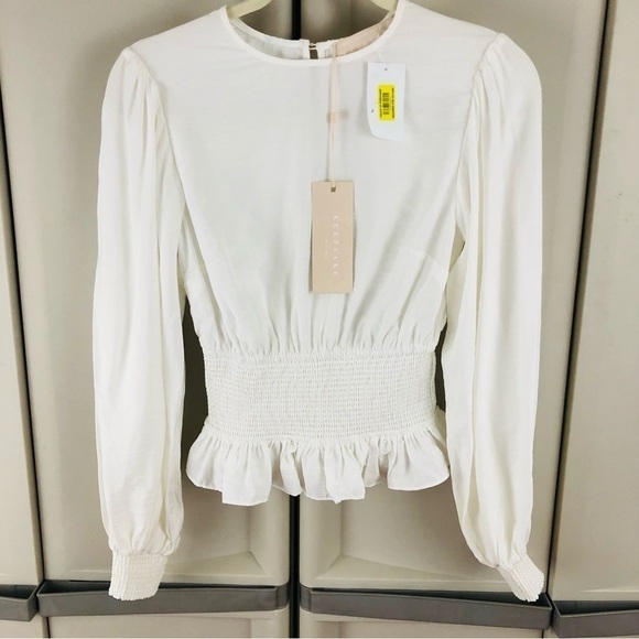 NWT KEEPSAKE the label white secure blouse, cinched waist,puffy sleeves women XS - Picture 2 of 13